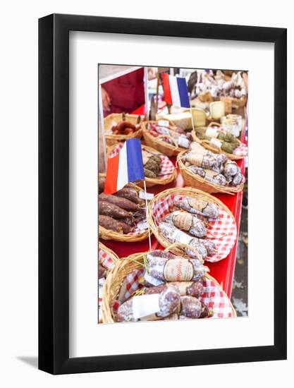 France, Provence Alps Cote D'Azur, Aix En Provence. Salami and Cheese for Sale at Local Market-Matteo Colombo-Framed Photographic Print