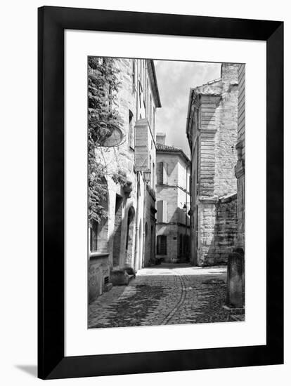 France Provence B&W Collection - Typical Street Scene IV - Uzès-Philippe Hugonnard-Framed Photographic Print