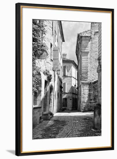 France Provence B&W Collection - Typical Street Scene IV - Uzès-Philippe Hugonnard-Framed Photographic Print