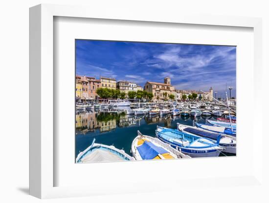 France, Provence, Bouches-Du-Rh™ne, Riviera, La Ciotat, Old Harbour with Church Notre Dame-Udo Siebig-Framed Photographic Print