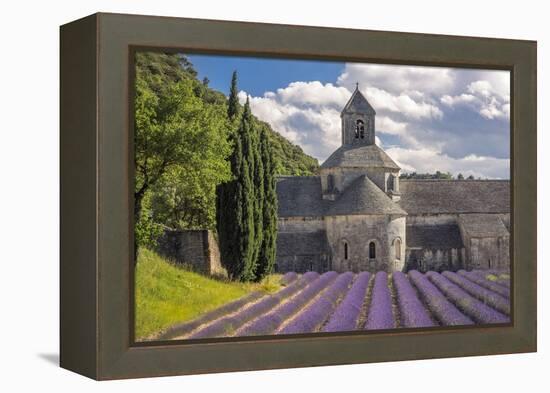 France, Provence. Lavender field and Senanque Abbey.-Jaynes Gallery-Framed Premier Image Canvas