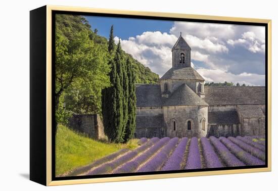 France, Provence. Lavender field and Senanque Abbey.-Jaynes Gallery-Framed Premier Image Canvas