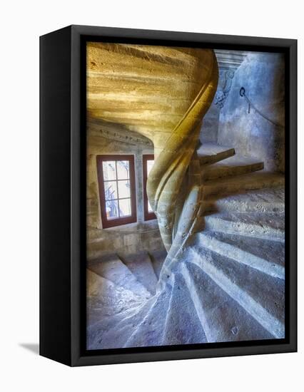 France, Provence, Lourmarin, Spiral Staircase in Chateau De Lourmarin-Terry Eggers-Framed Premier Image Canvas