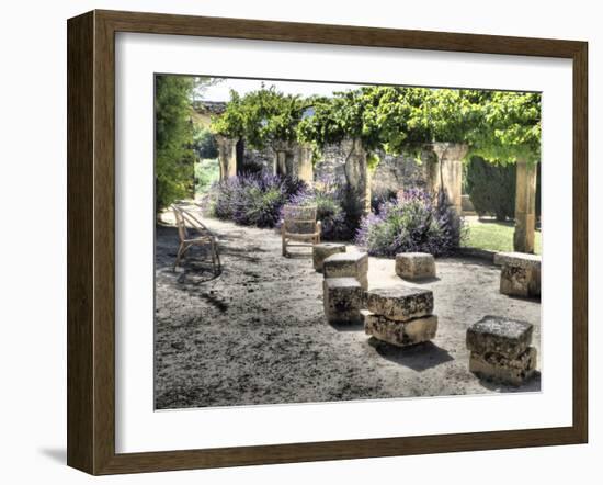 France, Provence. Outdoor Patio of the Saint-Hilaire Abbey-Julie Eggers-Framed Photographic Print