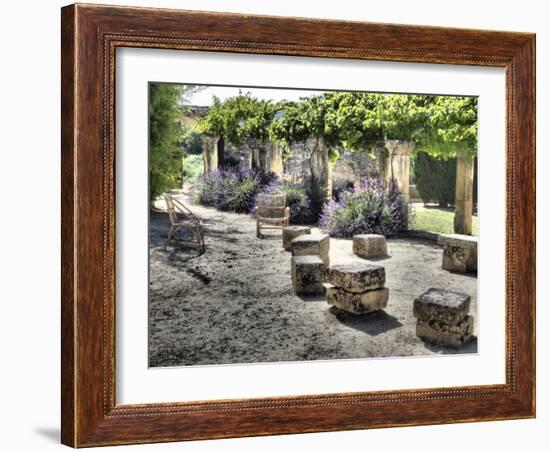 France, Provence. Outdoor Patio of the Saint-Hilaire Abbey-Julie Eggers-Framed Photographic Print