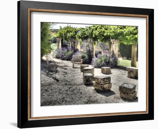 France, Provence. Outdoor Patio of the Saint-Hilaire Abbey-Julie Eggers-Framed Photographic Print