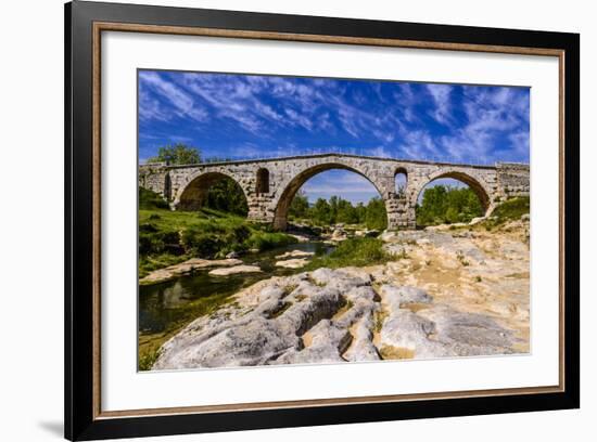 France, Provence, Vaucluse, Bonnieux, River Calavon, Roman Stone Arched Bridge Pont Julien-Udo Siebig-Framed Photographic Print