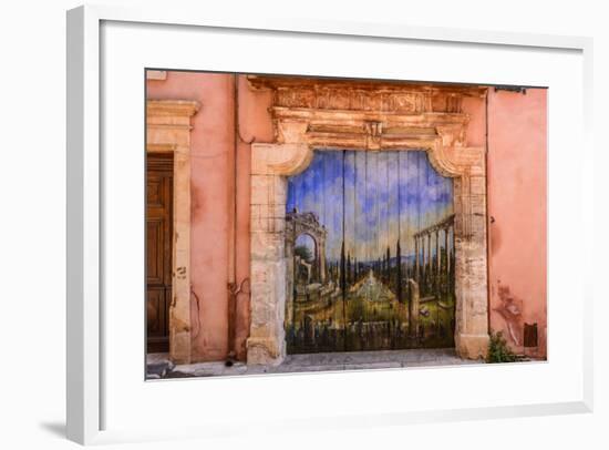 France, Provence, Vaucluse, Roussillon, Old Town, House Facade, House Gate, Mural Painting-Udo Siebig-Framed Photographic Print