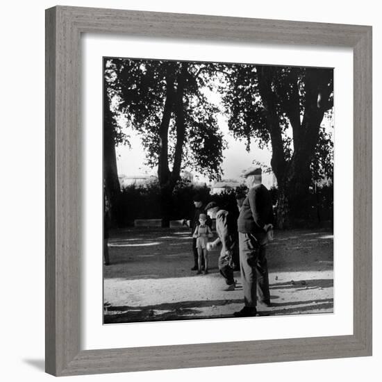 France's Favorite Outdoor Game, Boules, Played in Shade of Trees-Gjon Mili-Framed Photographic Print