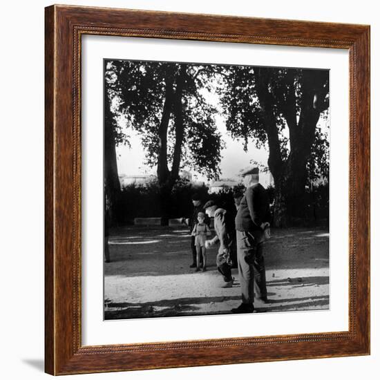 France's Favorite Outdoor Game, Boules, Played in Shade of Trees-Gjon Mili-Framed Photographic Print