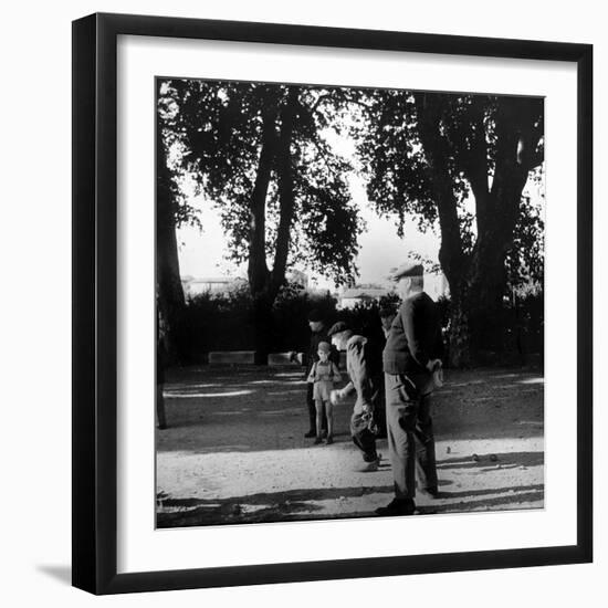 France's Favorite Outdoor Game, Boules, Played in Shade of Trees-Gjon Mili-Framed Photographic Print