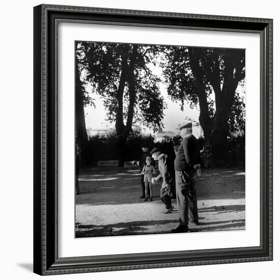 France's Favorite Outdoor Game, Boules, Played in Shade of Trees-Gjon Mili-Framed Photographic Print