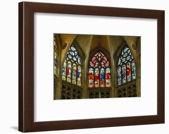 France, Toulouse. Cathedral of St. Etienne stained glass windows.-Hollice Looney-Framed Photographic Print