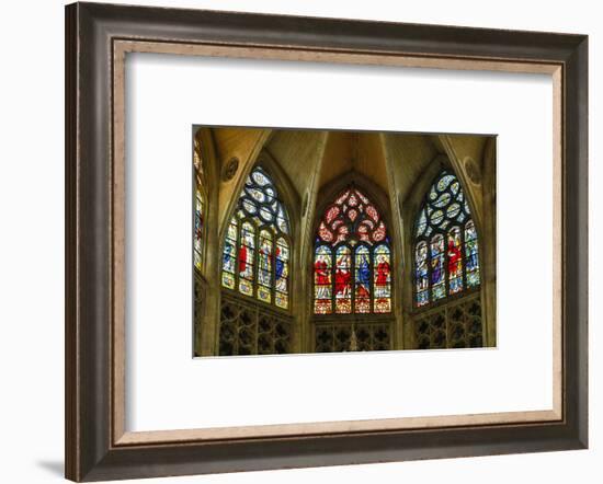 France, Toulouse. Cathedral of St. Etienne stained glass windows.-Hollice Looney-Framed Photographic Print