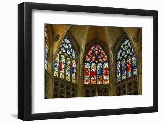 France, Toulouse. Cathedral of St. Etienne stained glass windows.-Hollice Looney-Framed Photographic Print