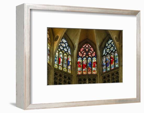 France, Toulouse. Cathedral of St. Etienne stained glass windows.-Hollice Looney-Framed Photographic Print