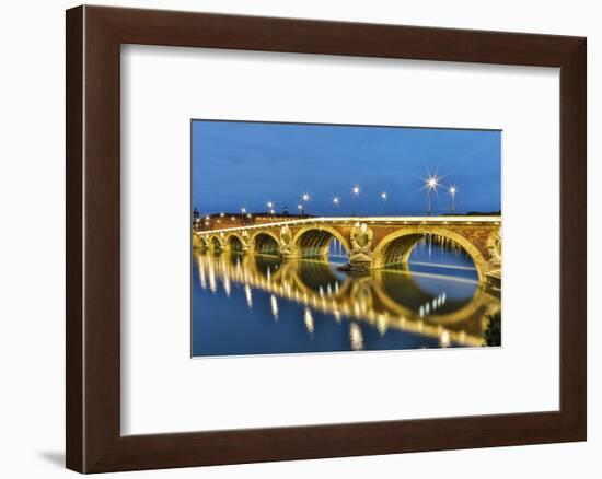 France, Toulouse. View of Pont Neuf and the Garonne River and reflections at sunset-Hollice Looney-Framed Photographic Print