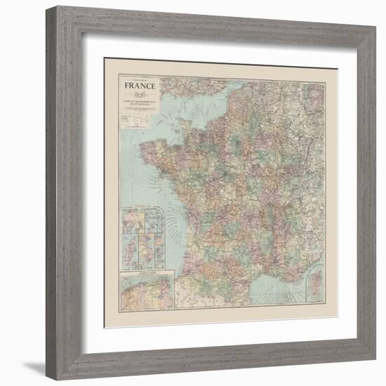 France Travel Map-The Vintage Collection-Framed Giclee Print