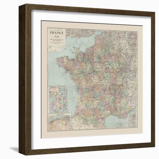 France Travel Map-The Vintage Collection-Framed Giclee Print