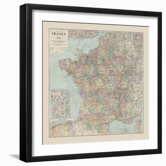 France Travel Map-The Vintage Collection-Framed Giclee Print