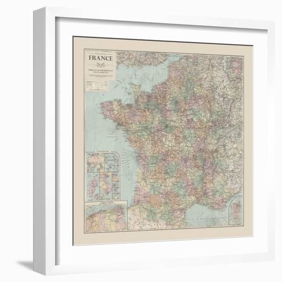 France Travel Map-The Vintage Collection-Framed Giclee Print