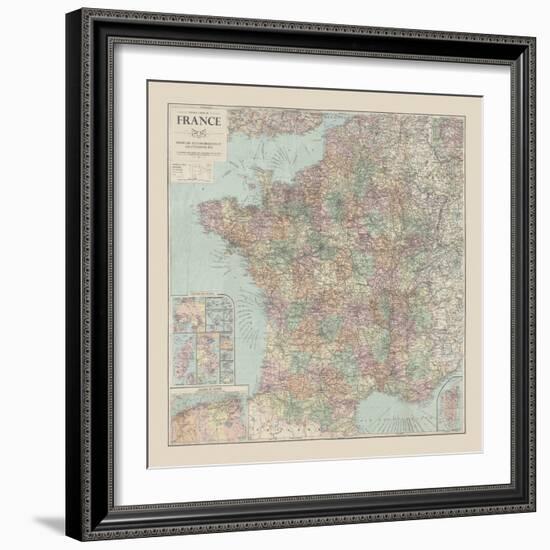 France Travel Map-The Vintage Collection-Framed Giclee Print