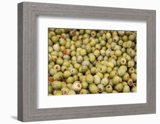 France, Vaucluse, Lourmarin. Green Olives with Pimentos Been Sold-Kevin Oke-Framed Photographic Print