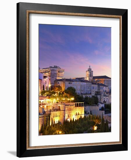 France, Vaucluse, Provence, Gordes at Dusk-Shaun Egan-Framed Photographic Print