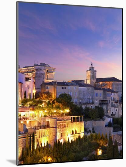 France, Vaucluse, Provence, Gordes at Dusk-Shaun Egan-Mounted Photographic Print