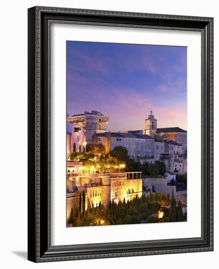 France, Vaucluse, Provence, Gordes at Dusk-Shaun Egan-Framed Photographic Print