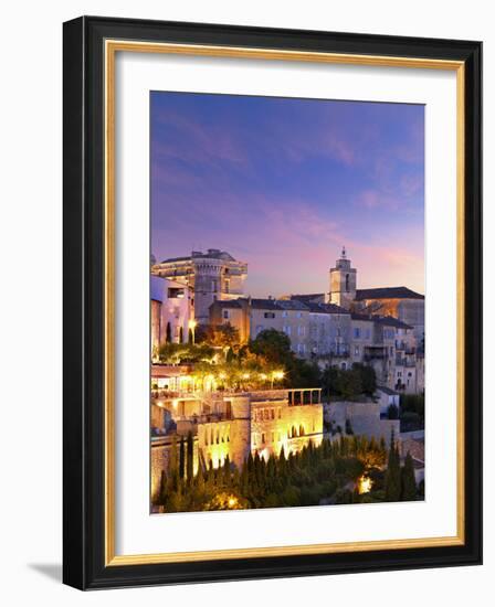 France, Vaucluse, Provence, Gordes at Dusk-Shaun Egan-Framed Photographic Print