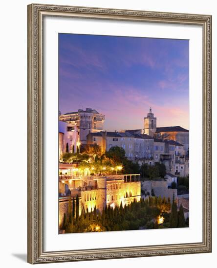 France, Vaucluse, Provence, Gordes at Dusk-Shaun Egan-Framed Photographic Print