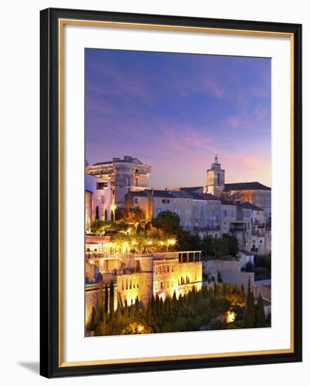 France, Vaucluse, Provence, Gordes at Dusk-Shaun Egan-Framed Photographic Print