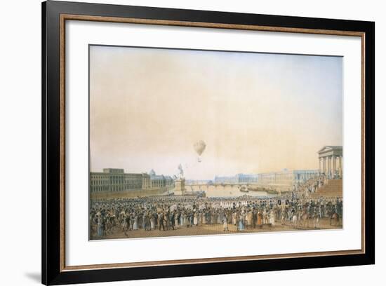 France, Versailles, Arrival of Louis XVIII, the Crossing of the Pont Neuf-null-Framed Giclee Print