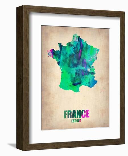 France Watercolor Map-NaxArt-Framed Art Print