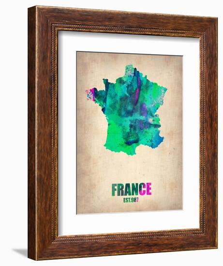 France Watercolor Map-NaxArt-Framed Art Print