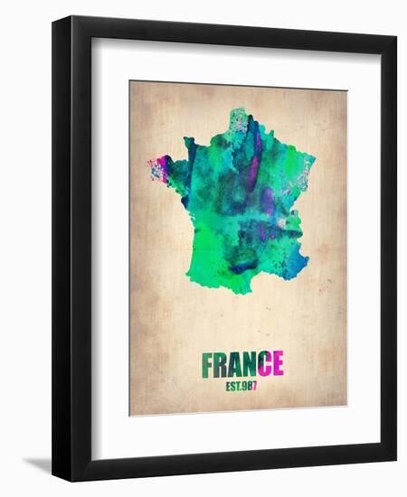 France Watercolor Map-NaxArt-Framed Art Print