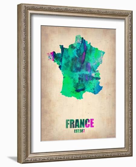 France Watercolor Map-NaxArt-Framed Art Print