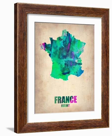 France Watercolor Map-NaxArt-Framed Art Print