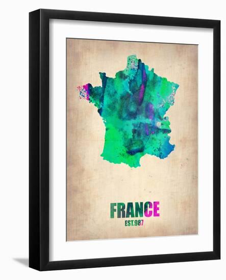 France Watercolor Map-NaxArt-Framed Art Print