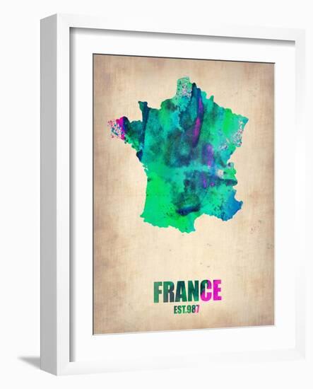 France Watercolor Map-NaxArt-Framed Art Print