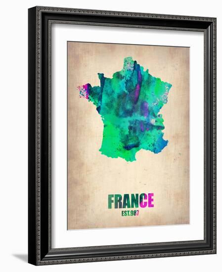 France Watercolor Map-NaxArt-Framed Art Print