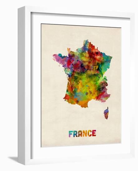 France Watercolor Map-Michael Tompsett-Framed Art Print