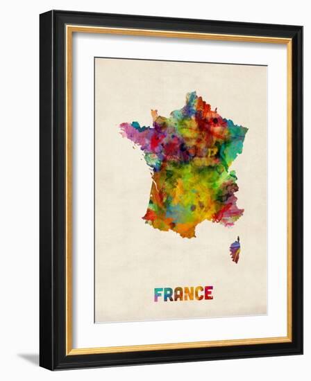 France Watercolor Map-Michael Tompsett-Framed Art Print