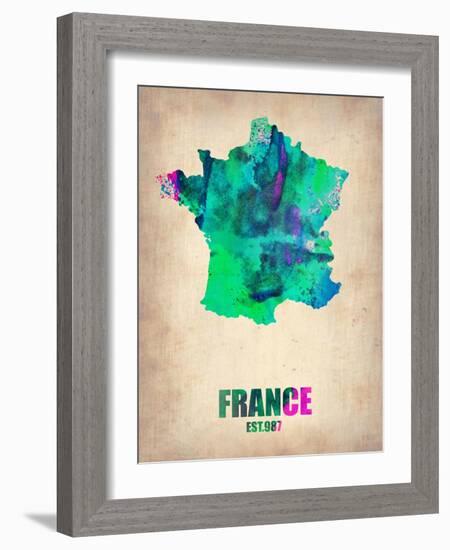 France Watercolor Map-NaxArt-Framed Art Print