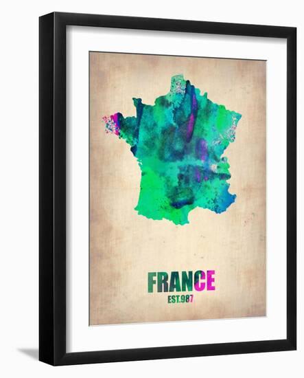 France Watercolor Map-NaxArt-Framed Art Print