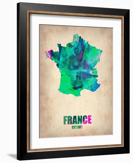 France Watercolor Map-NaxArt-Framed Art Print