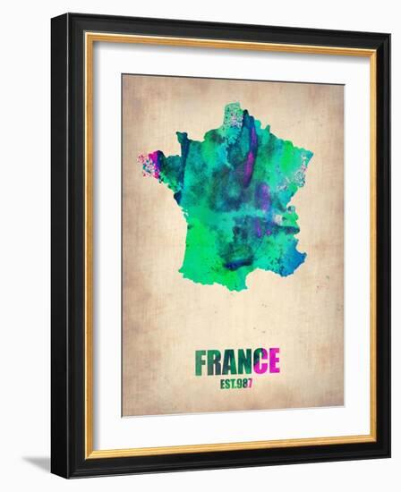 France Watercolor Map-NaxArt-Framed Art Print