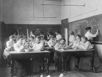 Young women performing atmospheric pressure experiments in normal school, Washington D.C., c.1899-Frances Benjamin Johnston-Photographic Print