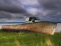 Old Rusty Lobster Boat on a Grassy Bank by the Ocean in Nova Scotia-Frances Gallogly-Framed Photographic Print